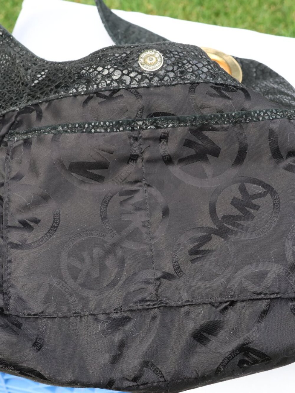Michael Kors Black Rattlesnake Print Hobo Shoulder Bag - Picture 10 of 12